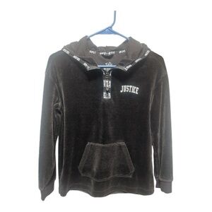 Girls size 12 coat, Justice Black Velour Pullover Hoodie
